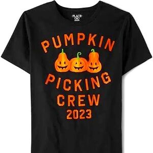 The Children's Place Black Pumpkin Picking Crew Tee